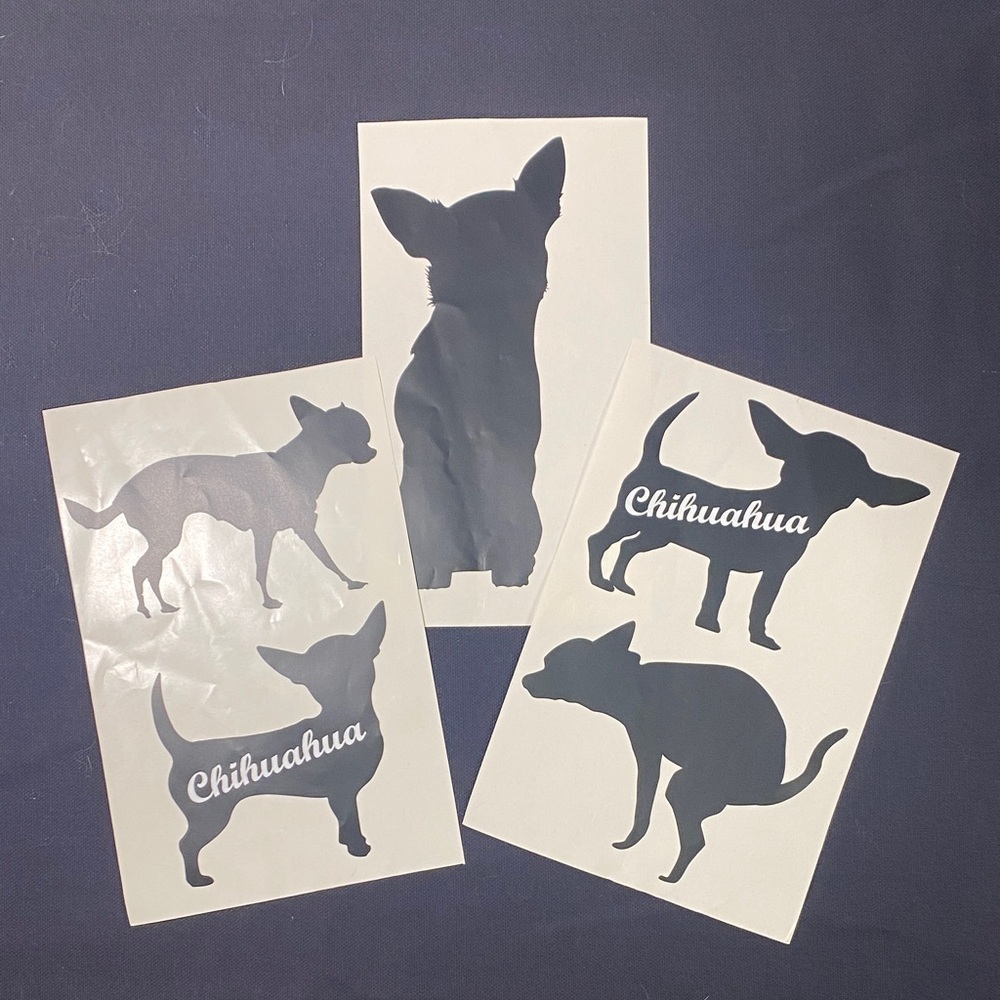 Chihuahua Silhouette Wall Decal Set - Black Vinyl